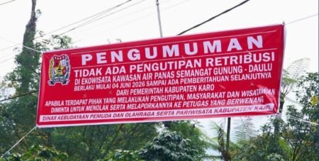 Dinas Budporapar Karo Pasang Spanduk: Retribusi Air Panas Semangat Gunung–Doulu Ditiadakan Sementara