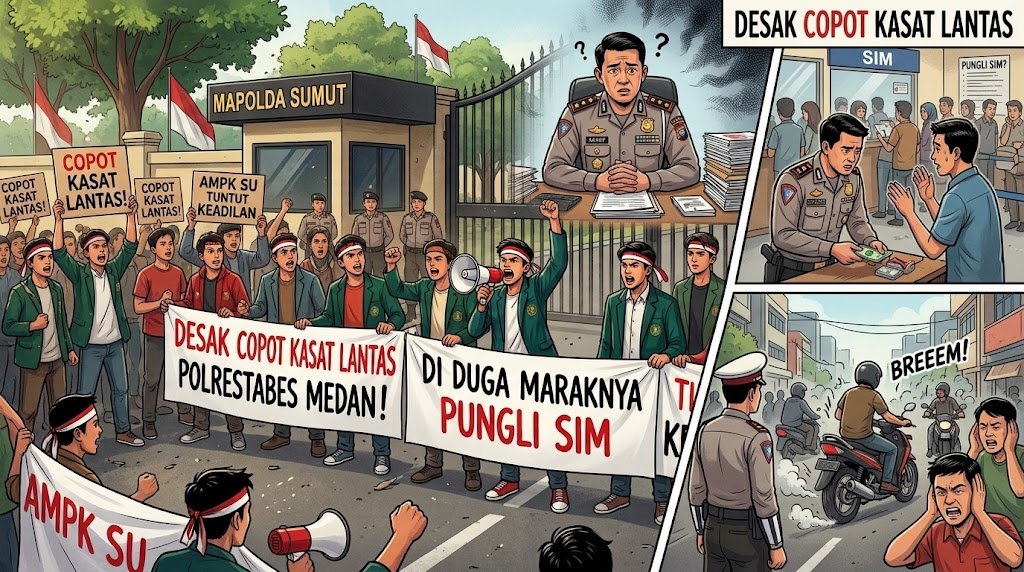 Mencerca Bobroknya Pelayanan SIM, AMPK SU Tuntut Kapolda Sumut Bersihkan 'Benalu' di Polrestabes Medan